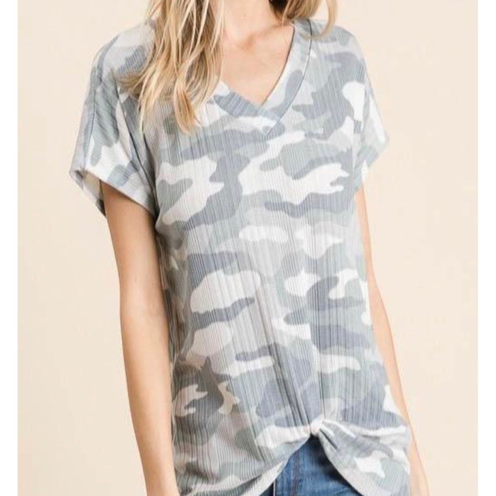 Twisted front Camo tee
